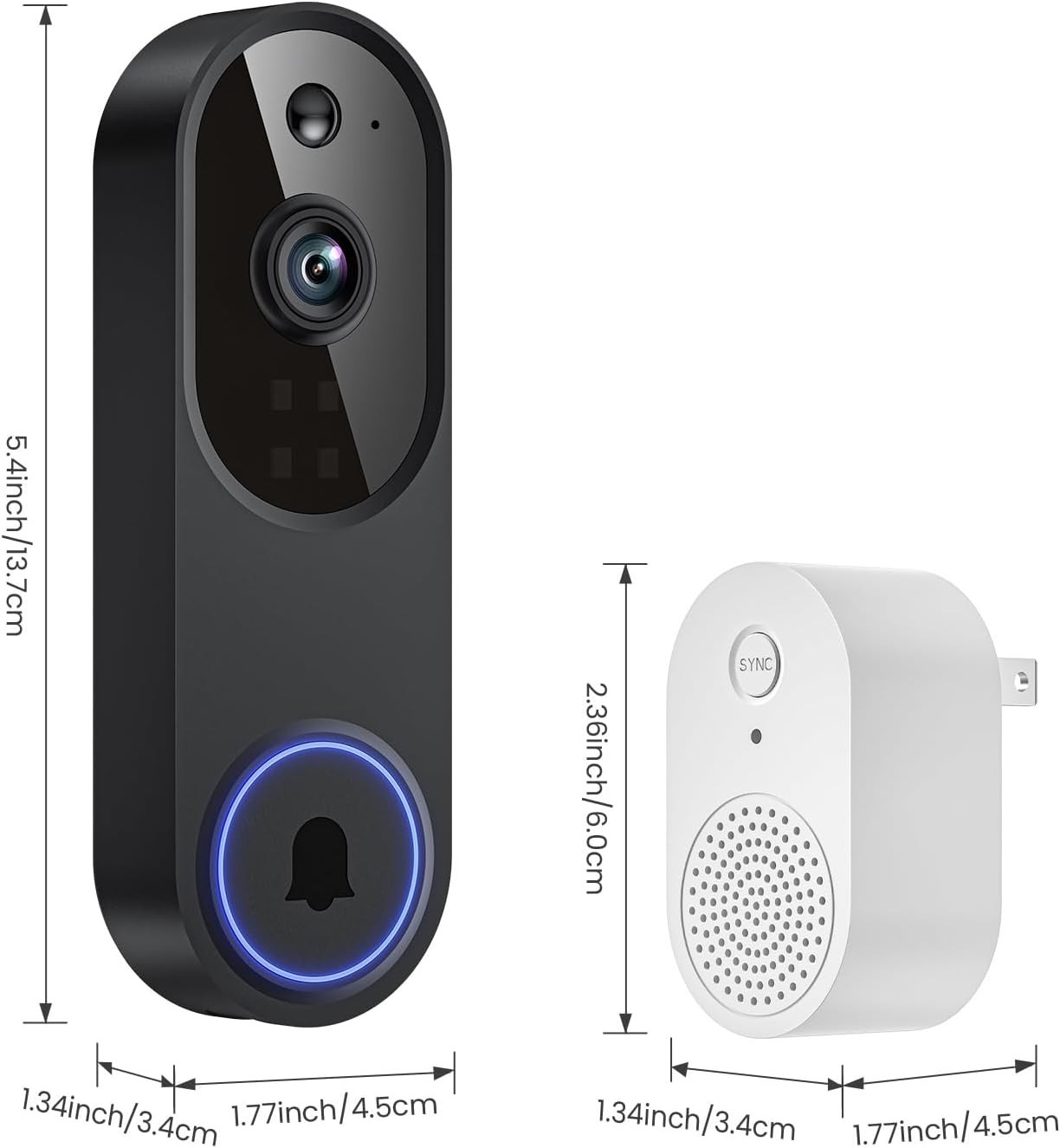 Battery-Powered 1080p Wi-Fi Doorbell with 2-Way Audio and Secure Cloud Storage