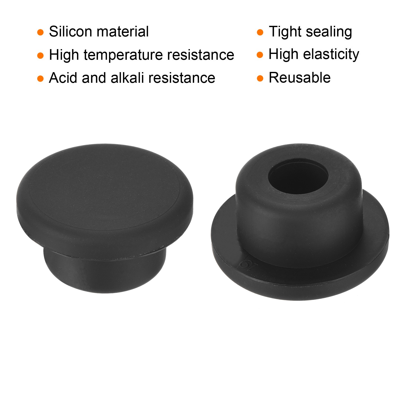 5pcs High Temp Silicone Plug t Shape Stopper Black 26.5x14x4mm