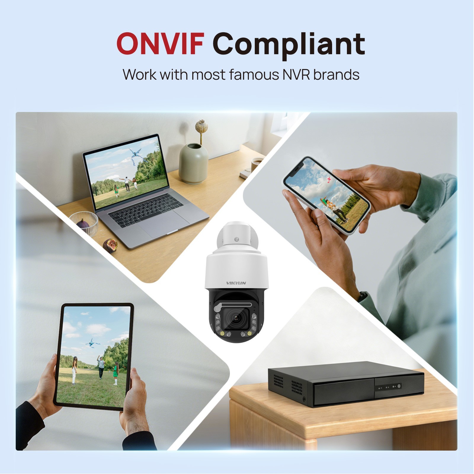 VIKYLIN 18X PTZ Camera Human Auto Tracking PoE Camera 8MP 2-Way Audio with Wiper