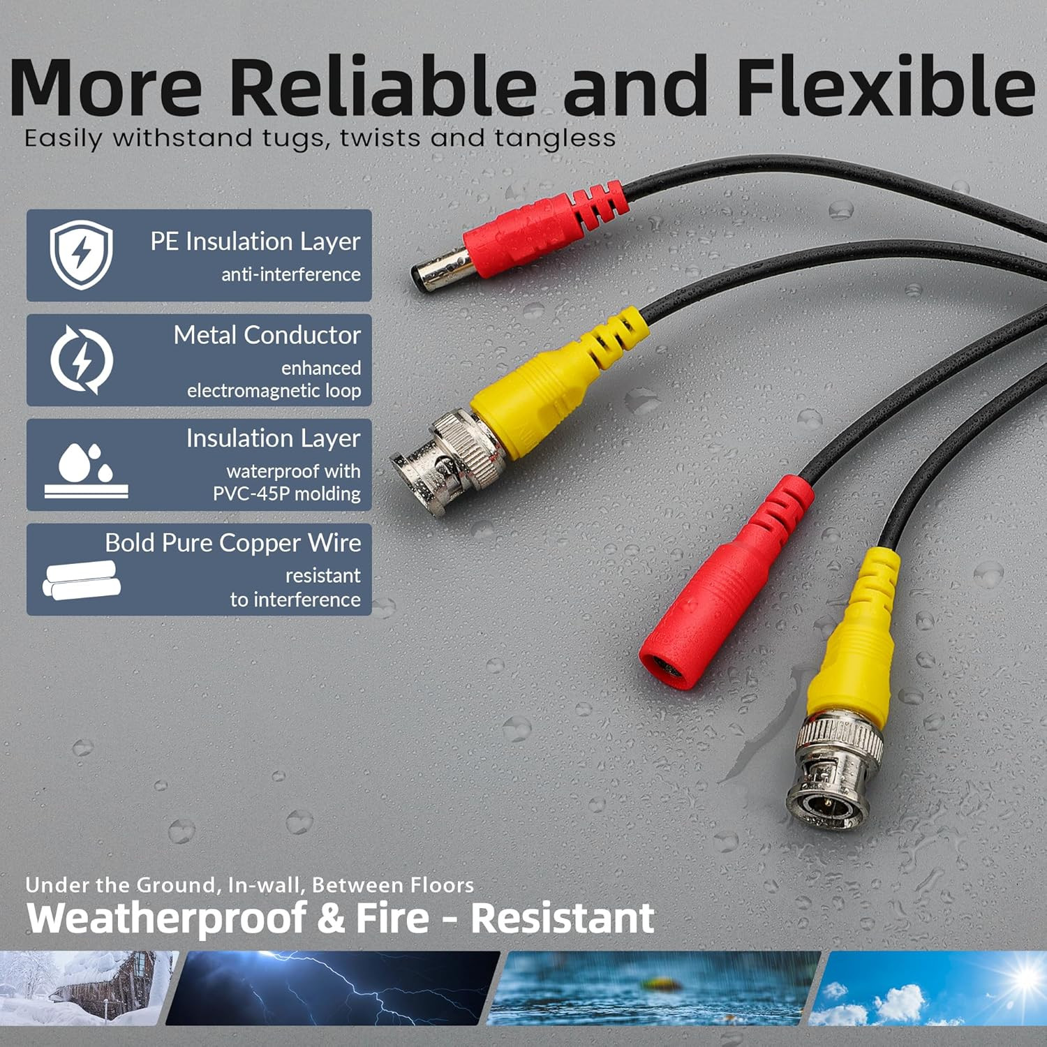 ABLEGRID 4 Pack 100ft BNC Security Camera Cable CCTV DVR Wire RCA Connectors