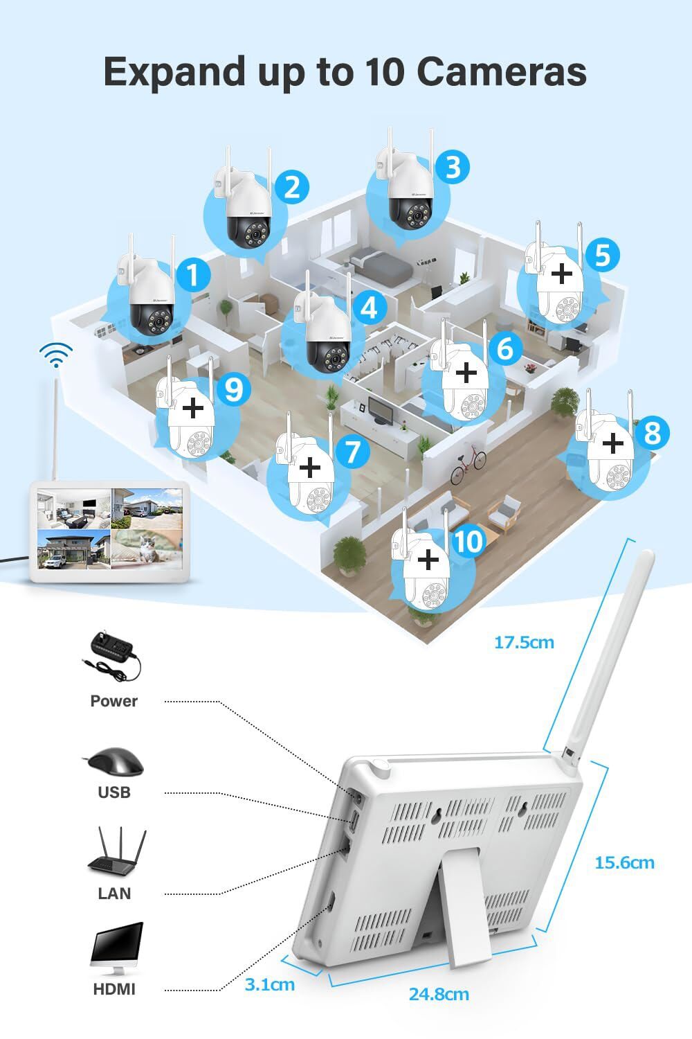 JENNOV 5MP PTZ Security Camera 2.4/5G WiFi Color Night Vision Outdoor Camera