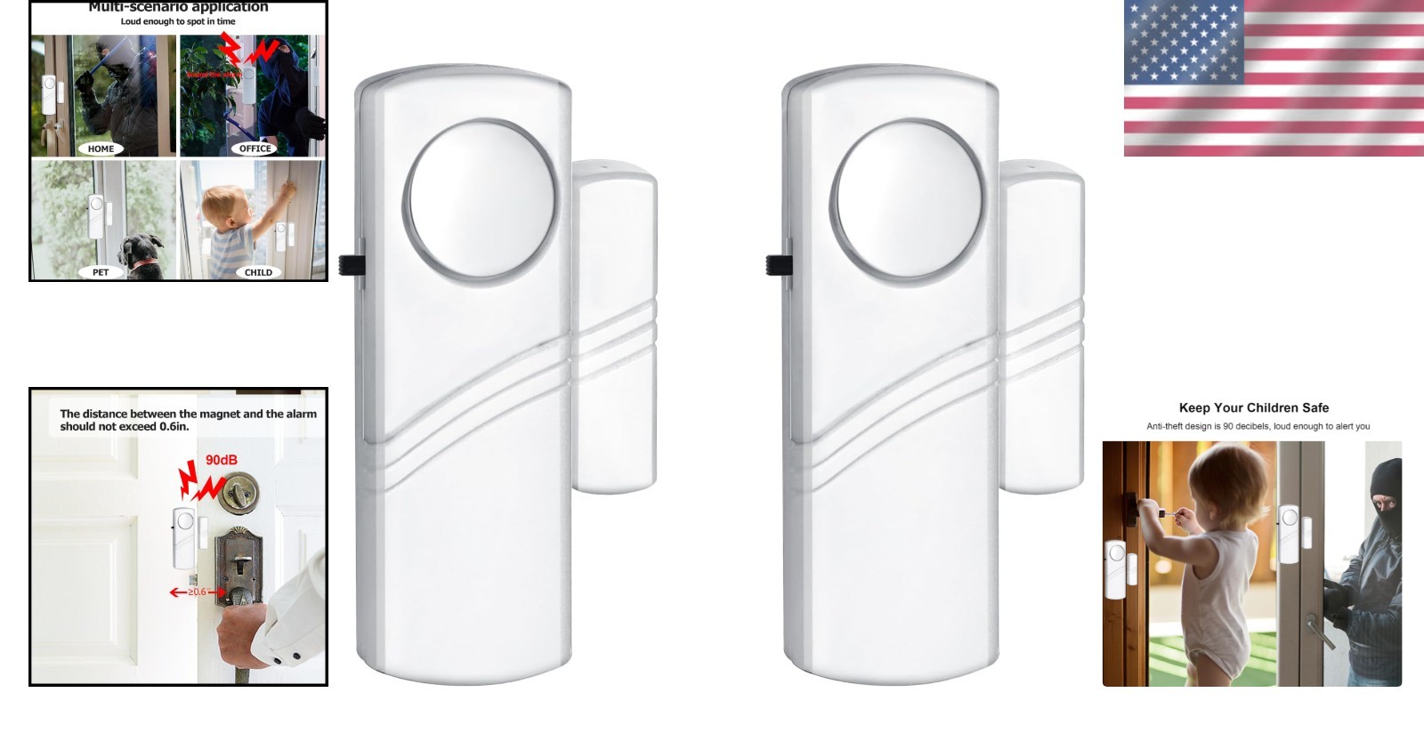 Secure Your Space with 90dB Wireless Door Window Alarm – 2 Pack, Easy Install