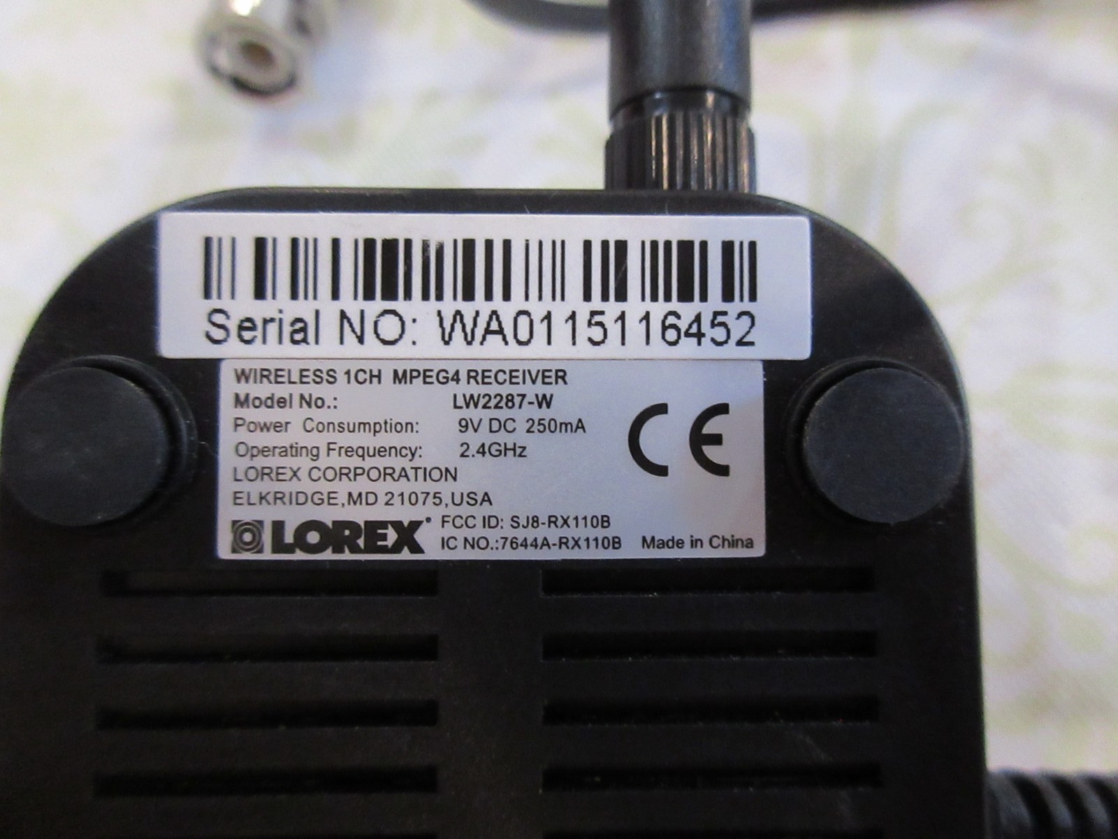 Lorex Wireless 1CH MPEG 4 Receiver With Power LW2287-W