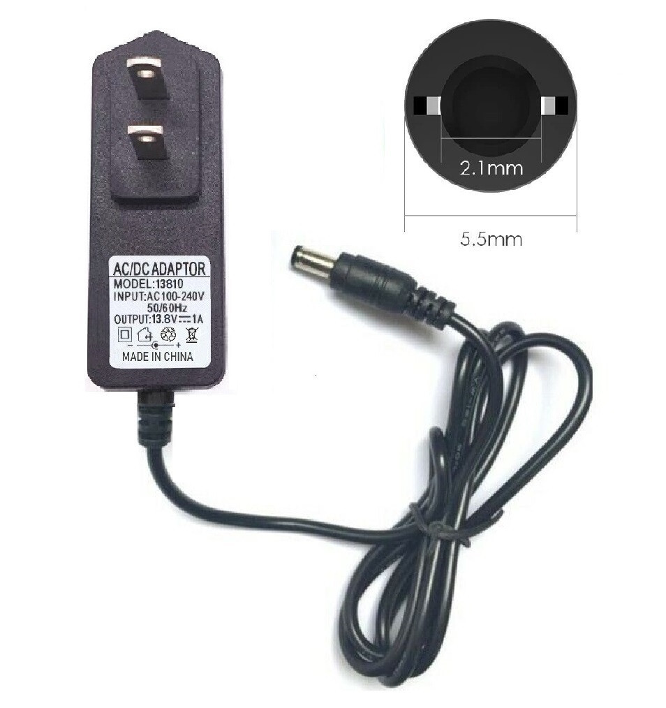 Tested 13.8V 1A AC/DC 110-240V Converter Adapter Wall Charger Power Supply US
