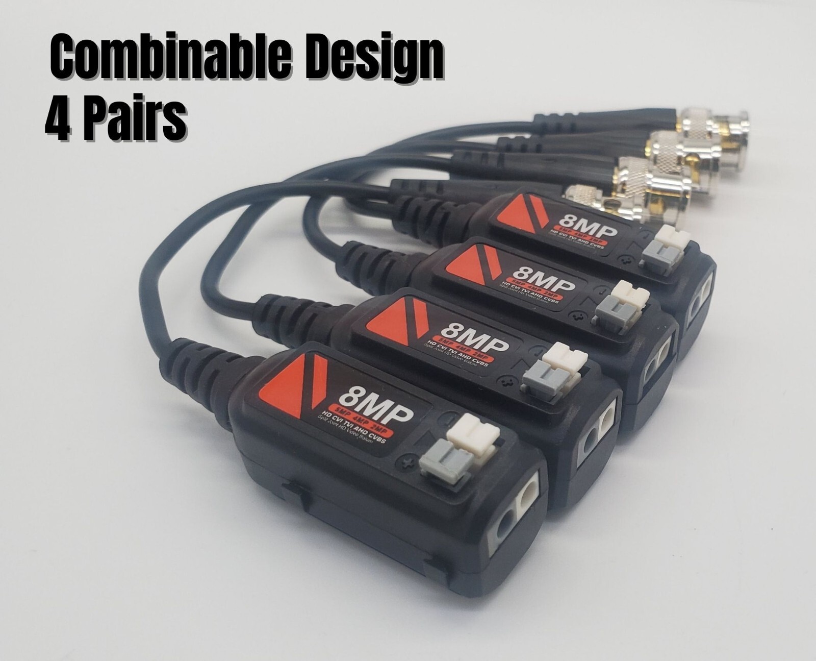 4 Pairs Passive Video Balun Security Camera Video Connector via Cat5 Cat6 Cable