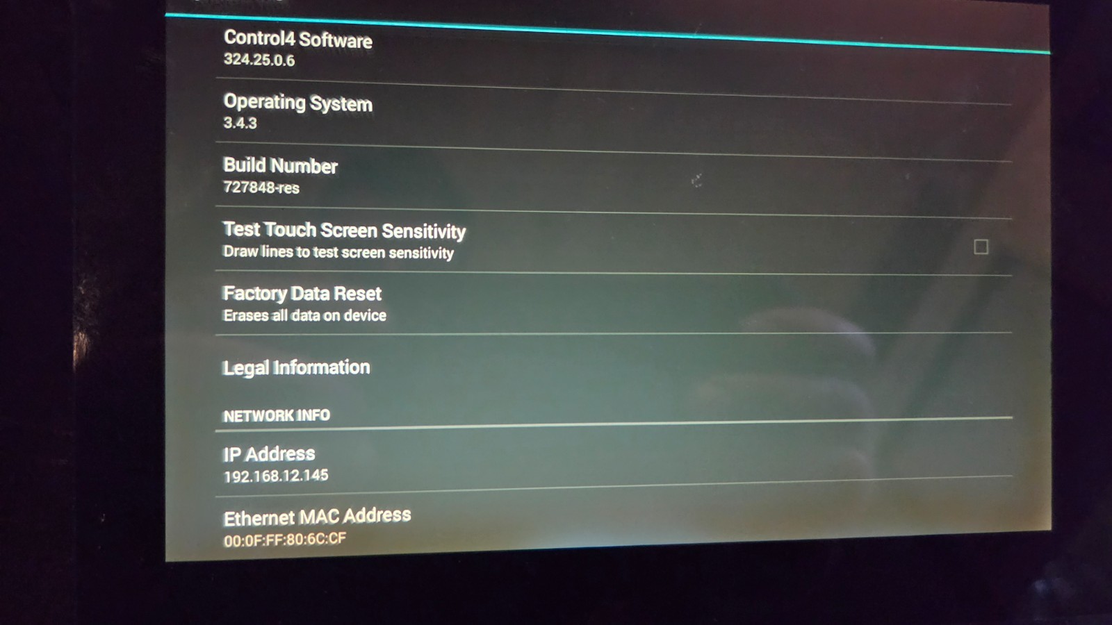 Control4 T3 C4-WALL7-BL 7″ In-Wall Touch Screen TESTED PERFECT w/power mid box