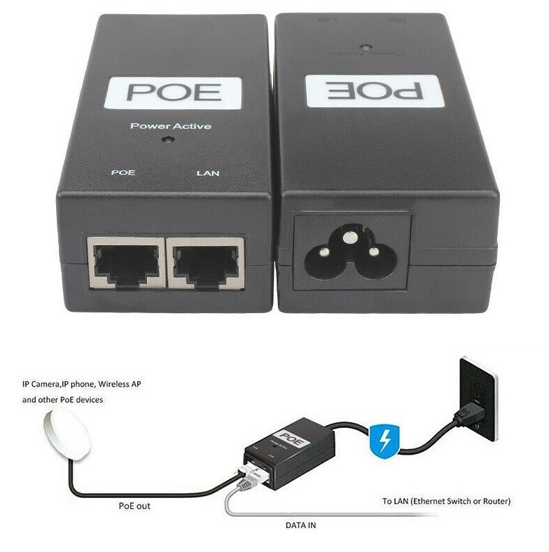 US 12V-1A Wall Plug POE Injector Ethernet Adapter IP Phone/Camera Power Supply