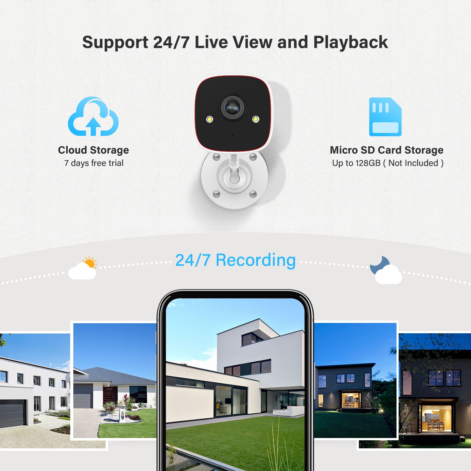 Indoor 3MP WiFi Security Camera with Motion Detection Color Night Vision Outdoor