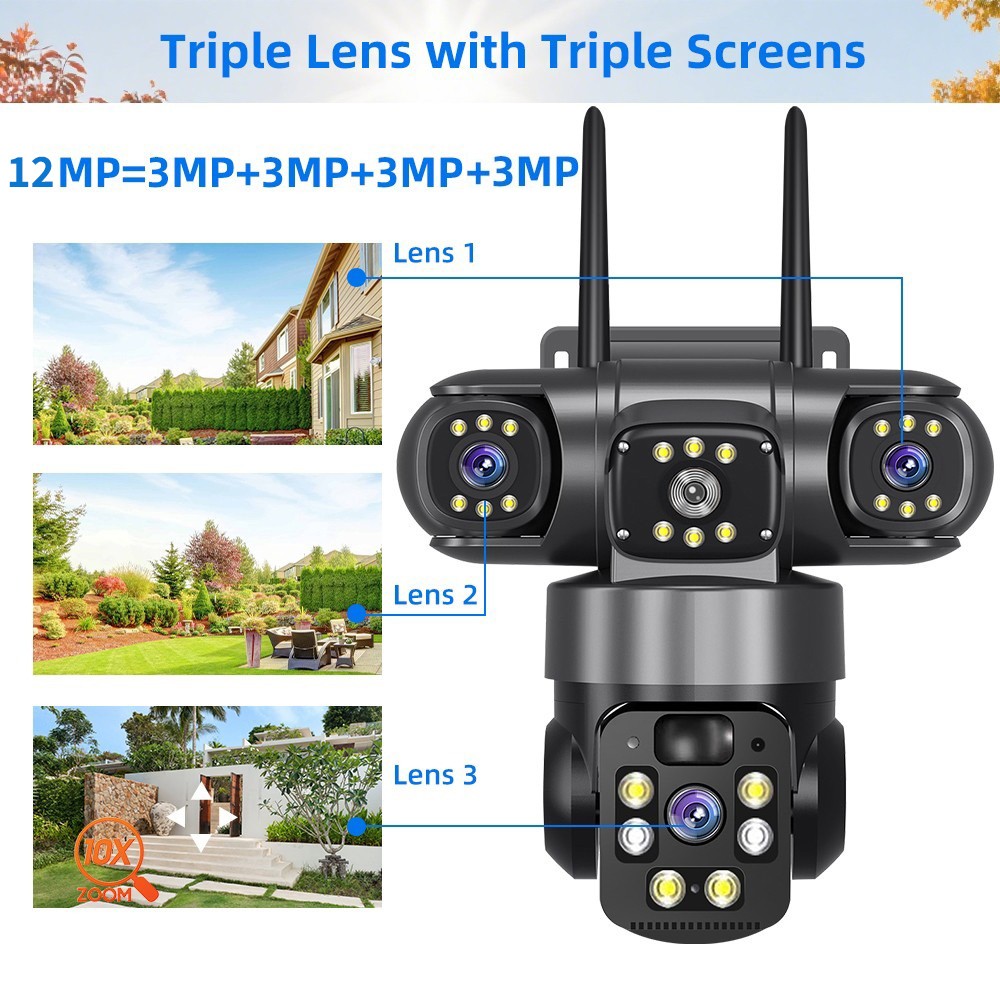 Solar Battery Powered Wireless WiFi Outdoor Pan/Tilt Home Security Camera System