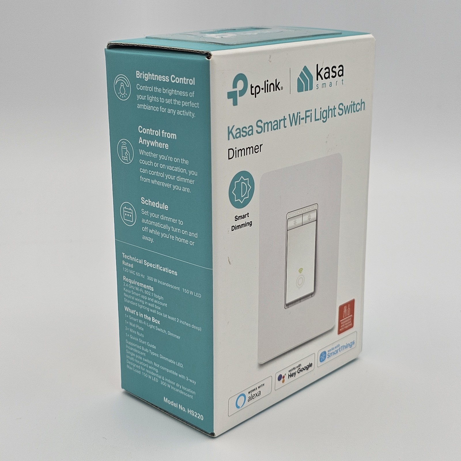 TP-Link Kasa Smart Wi-Fi Light Switch Dimmer HS220 Open Box Unused