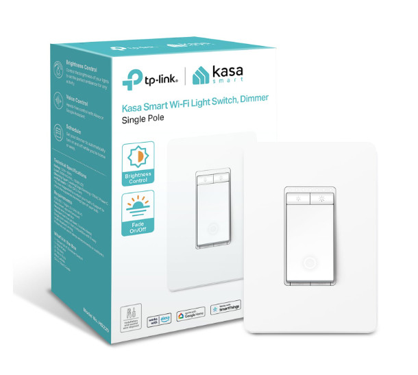 Kasa Smart Dimmer Switch HS220, Single Pole, Needs Neutral Wire, 2.4GHz Wi-Fi