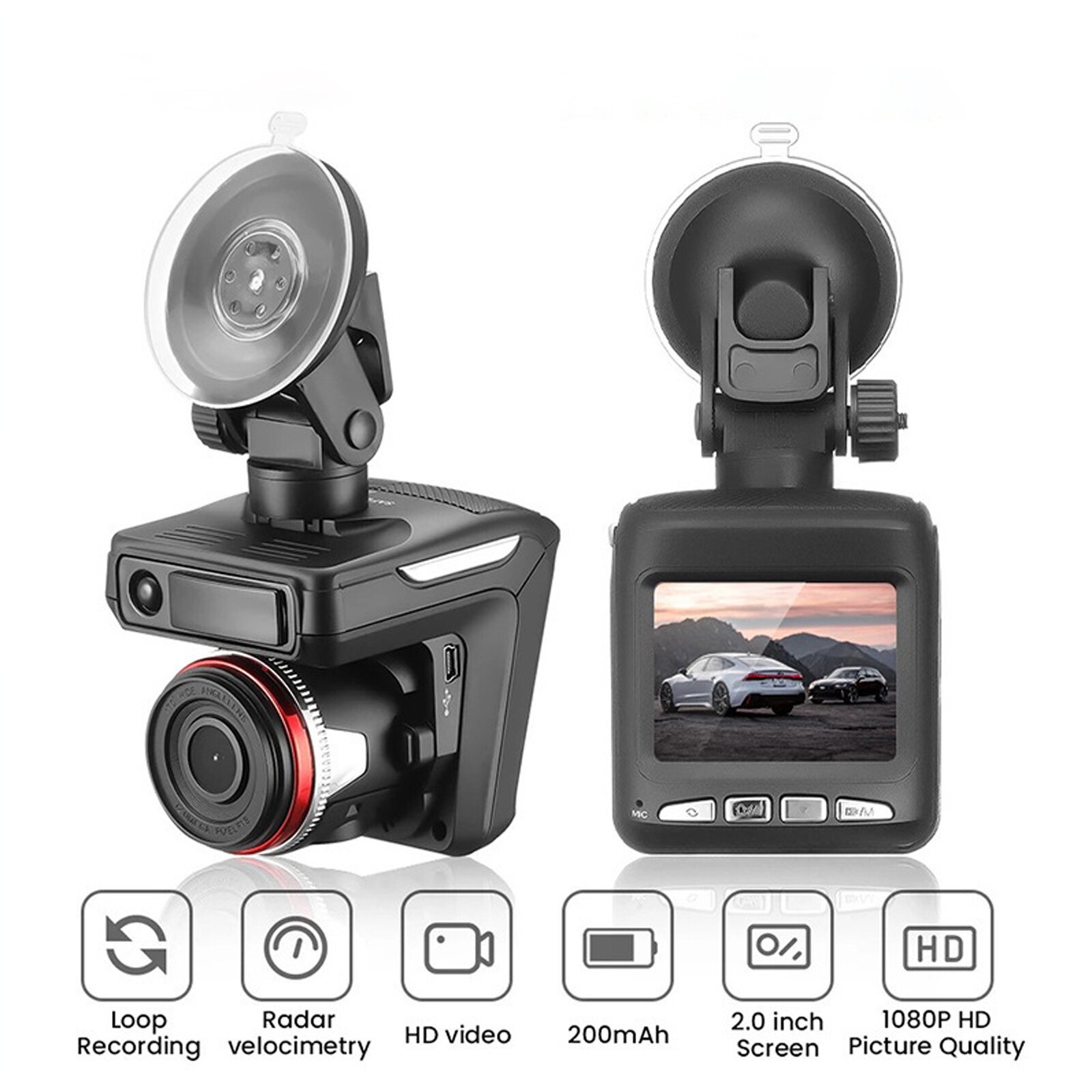 3in1 Laser Radar Detector 2.4″ 1080P HD Car DVR Dash Cam Camera Video Recorders