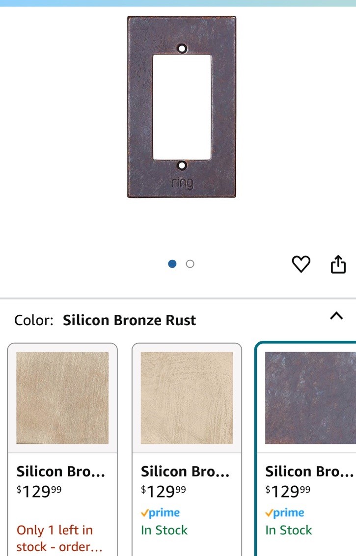 Rocky Mountain Hardware Silicon Bronze Lustre Faceplate For Ring Doorbell Elite
