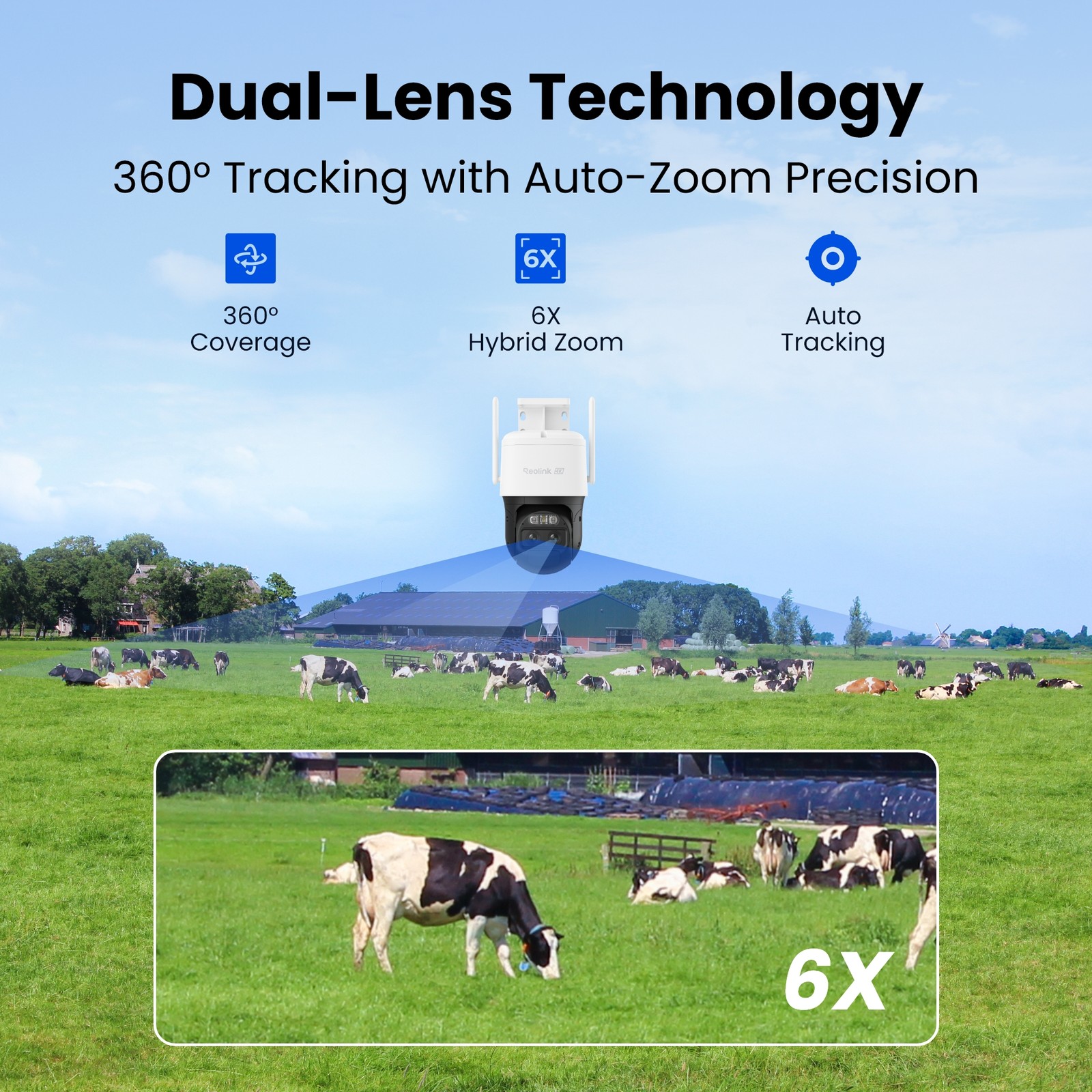 Reolink TrackMix LTE Plus 2 4MP 4G PTZ Battery Dual-Lens Camera 24/7 Recording