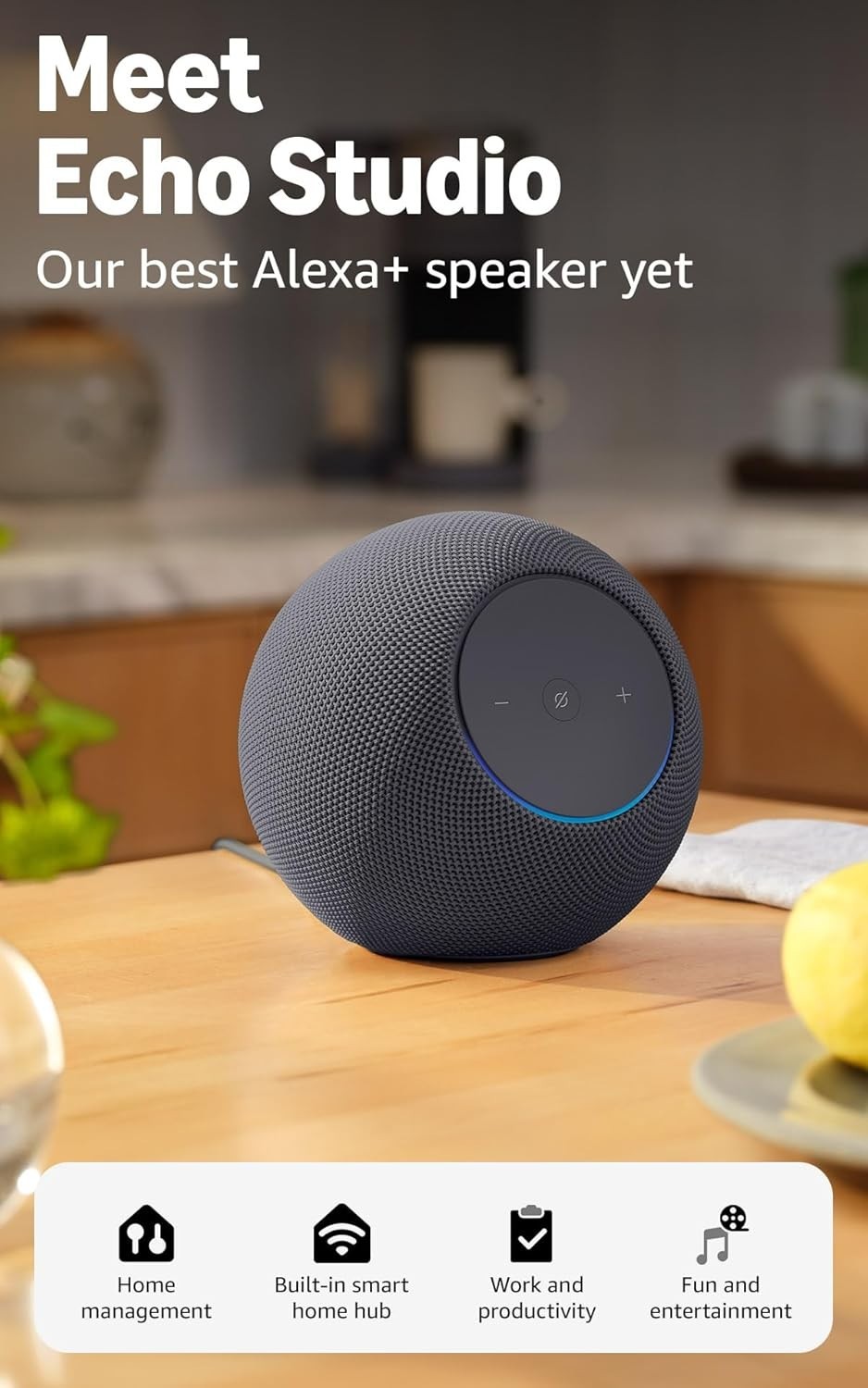 Amazon Echo Studio (Newest Model), Immersive Spatial Audio and Dolby Atmos,