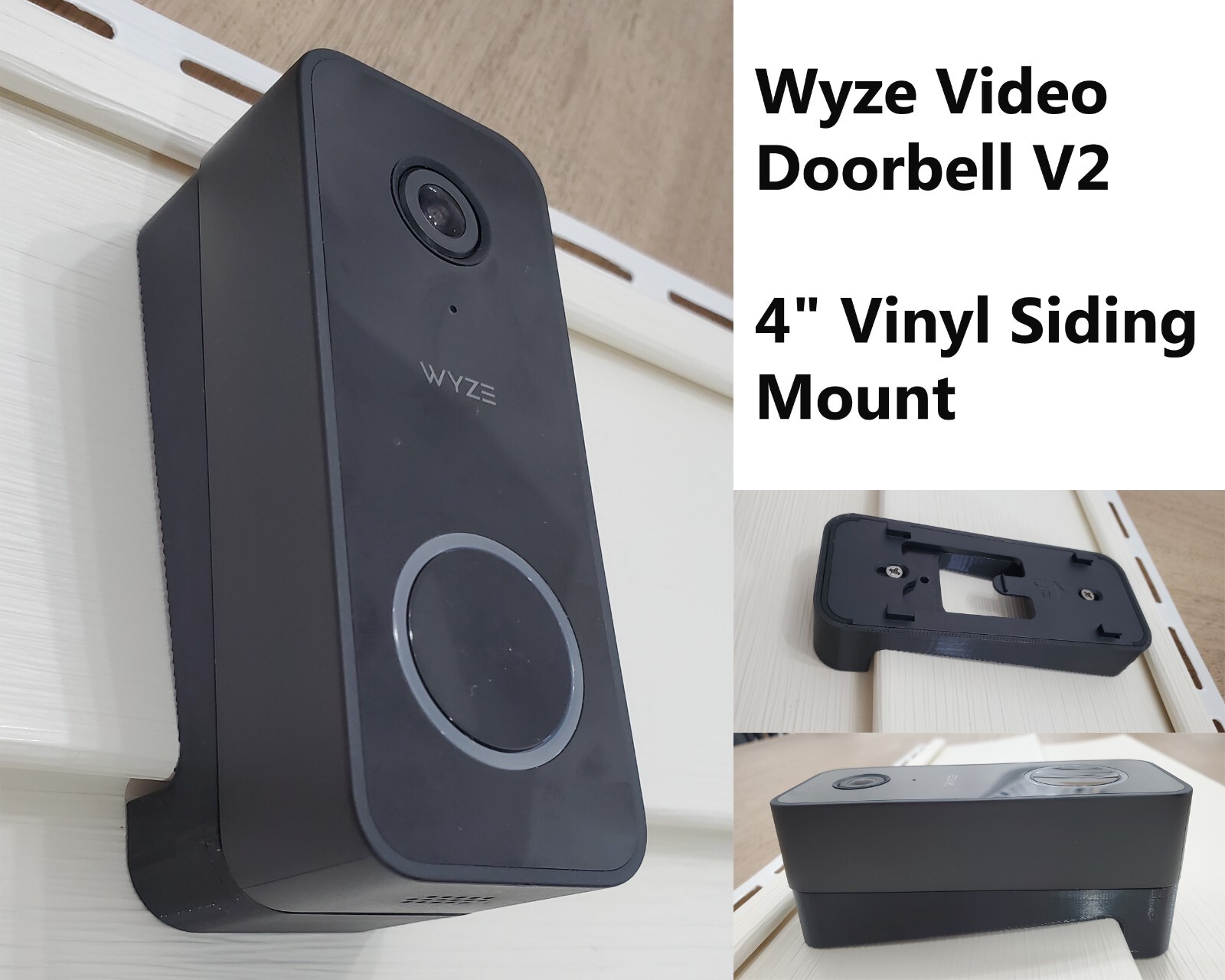 Wyze Video Doorbell v2 Angle Adjustment Mount Wedge 4″ Vinyl Siding Mount