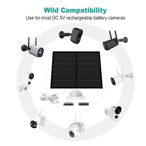Solar Panel for Security Camera, 5W USB Solar Panel for Micro USB and Pack of 2