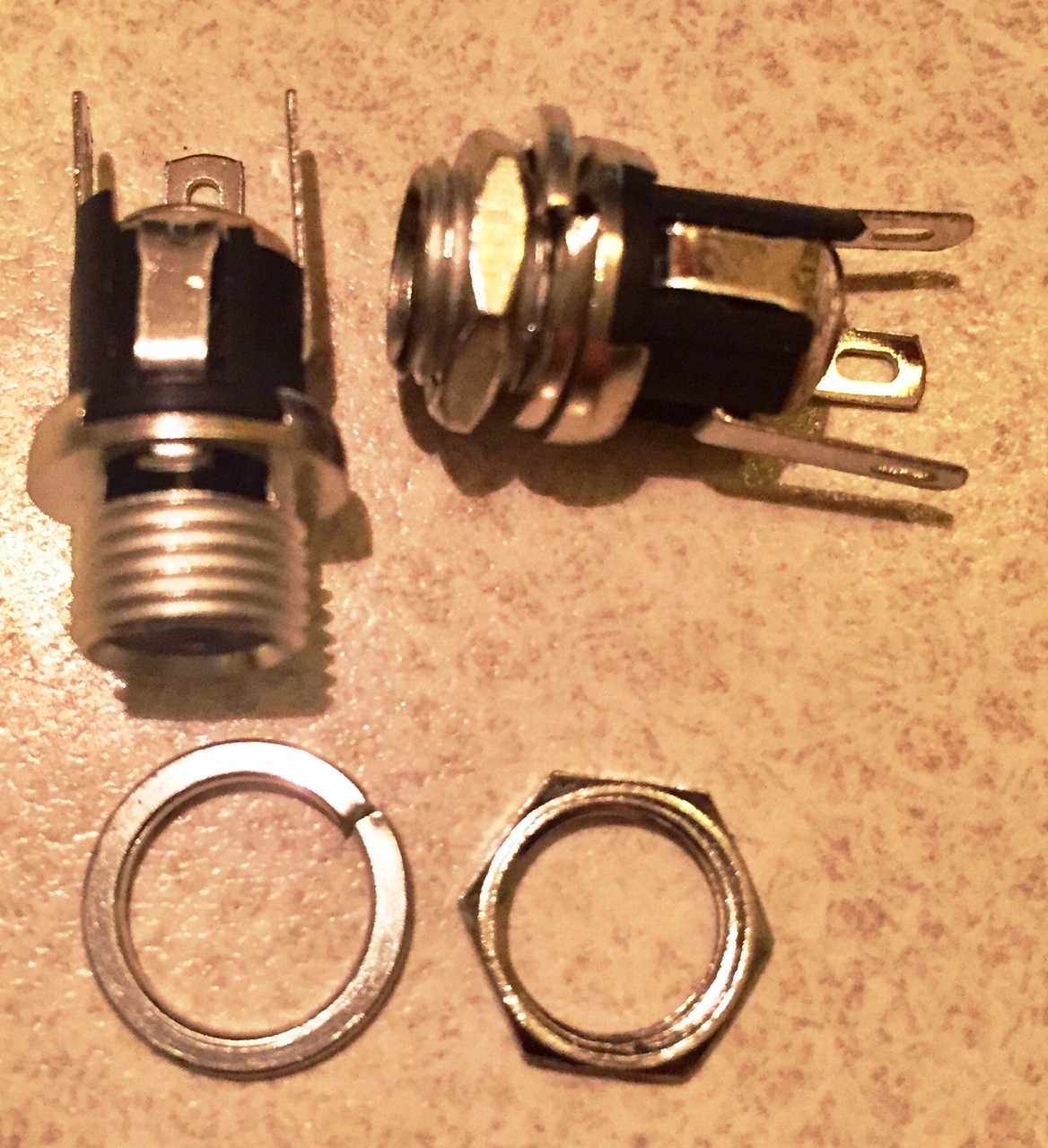 2X DC Power Supply Jack Socket Female M Panel Mount Connector 3-Pin 5.5 x 2.1mm