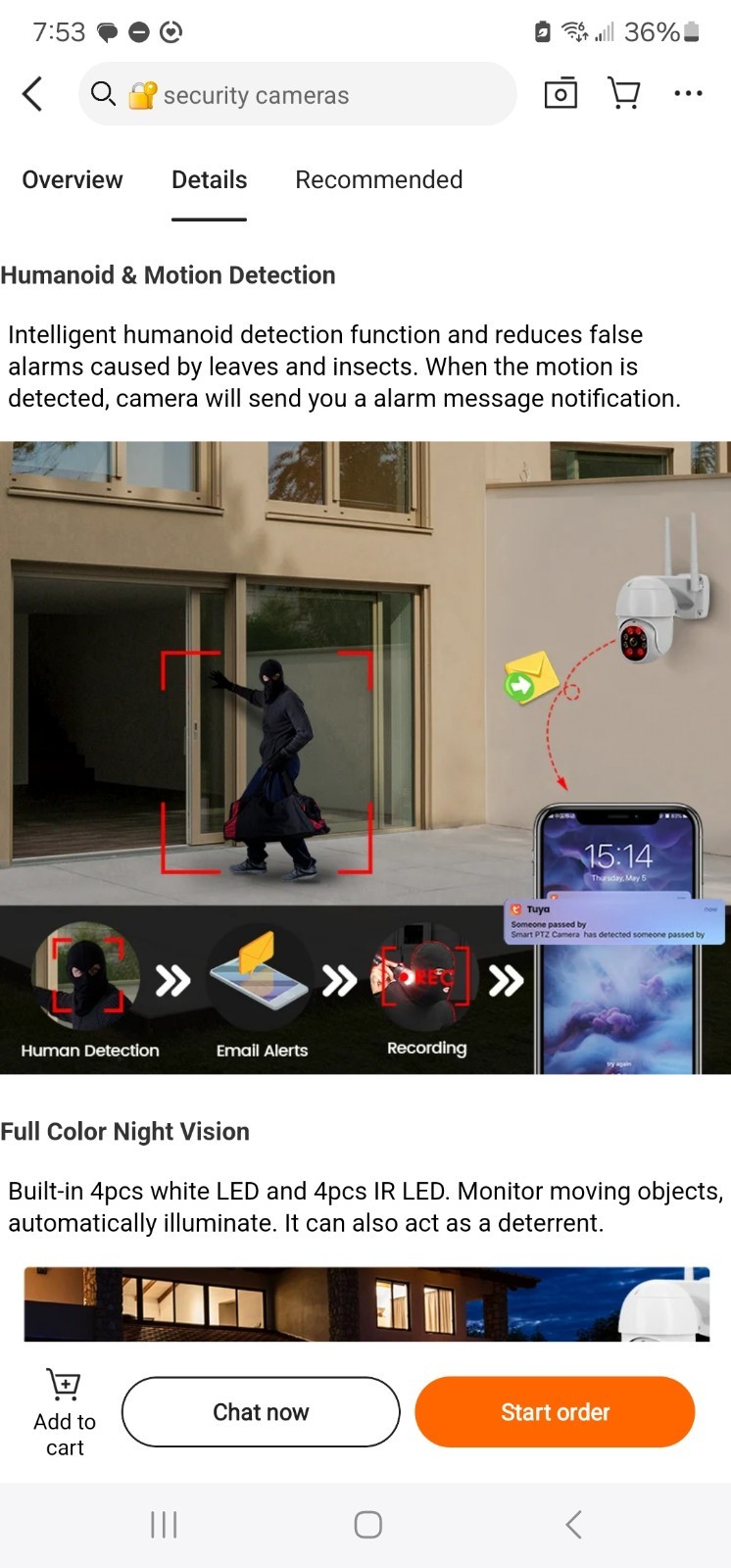 Full HD 1080P Auto Tracking Wireless IP Security Camera Outdoor Human Detection