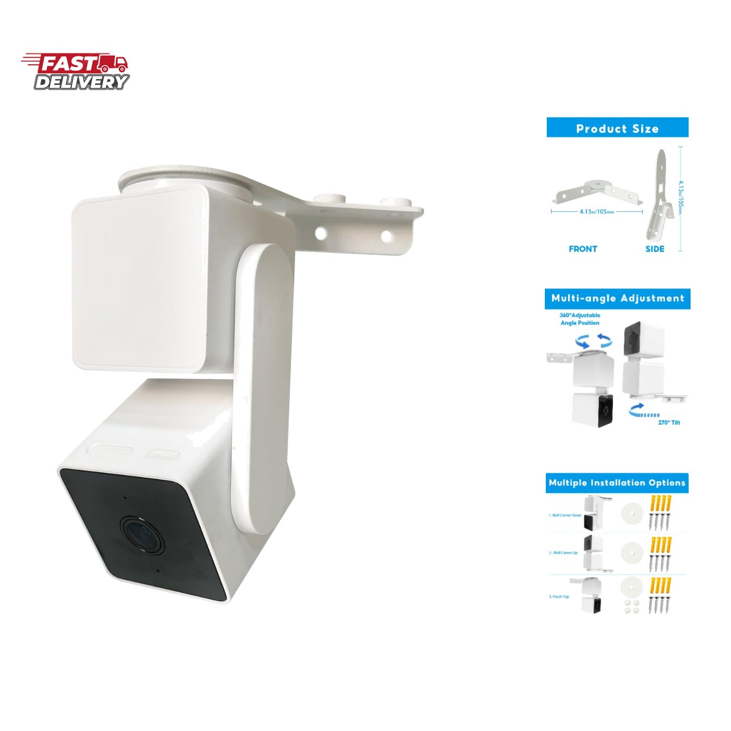 Wyze Cam Pan V3 Mount, Wyze Cam Pan 270+ Degrees Outside/Inside Corner Wall M…