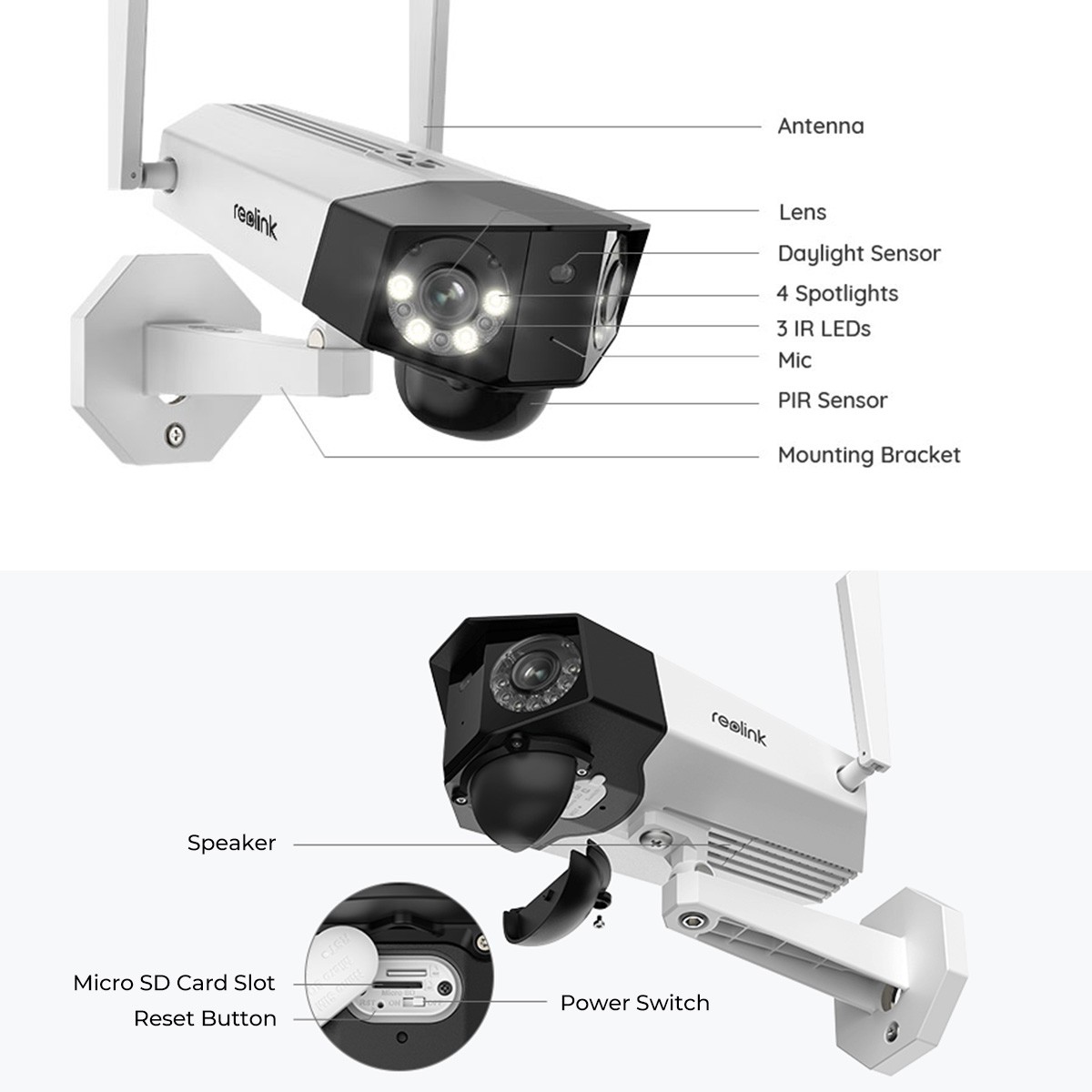 Reolink Duo 2 LTE 4G Cellular Solar Security Camera Wireless 180° View AI Detect