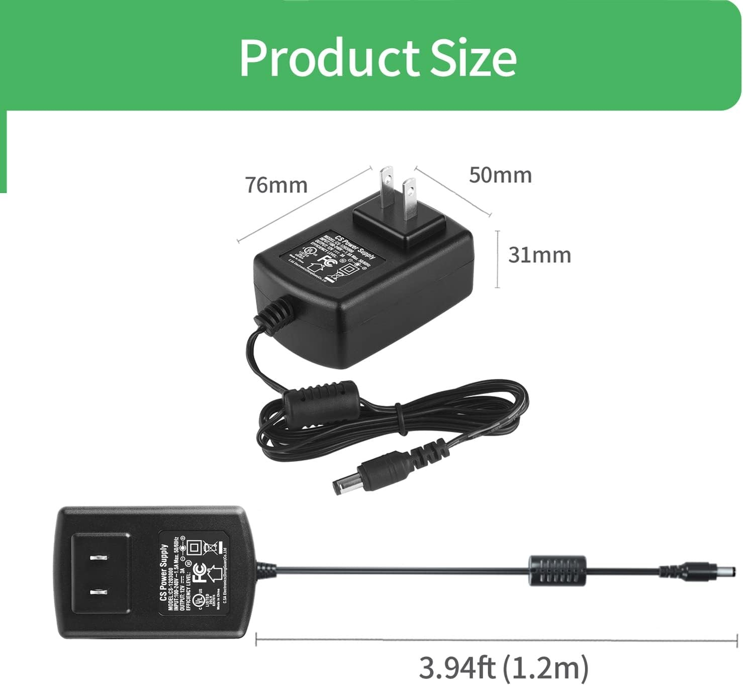 AC to DC 12V 3A Power Supply Adapter for CCTV Cameras DVR NVR 5.5mm x 2.1mm UL