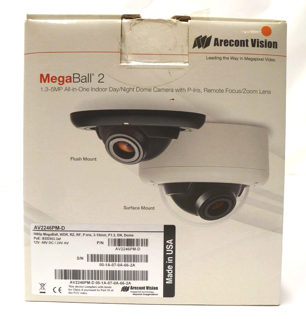 Arecont Vision AV2246PM-D-LG 1080p MegBall WDR RZ RF P-Iris 3-10mm F1.3 Camera