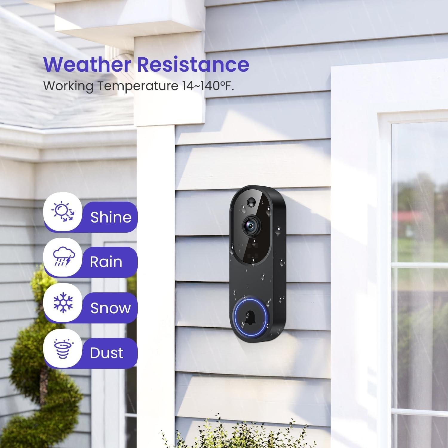Battery-Powered 1080p Wi-Fi Doorbell with 2-Way Audio and Secure Cloud Storage