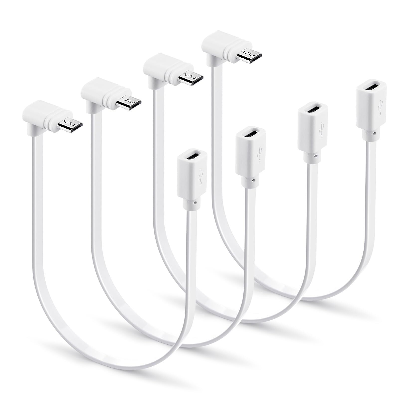 4-Pack Extension Cable for WYZE Cam Pan v3 Camera, 90 Degree Micro USB Extender