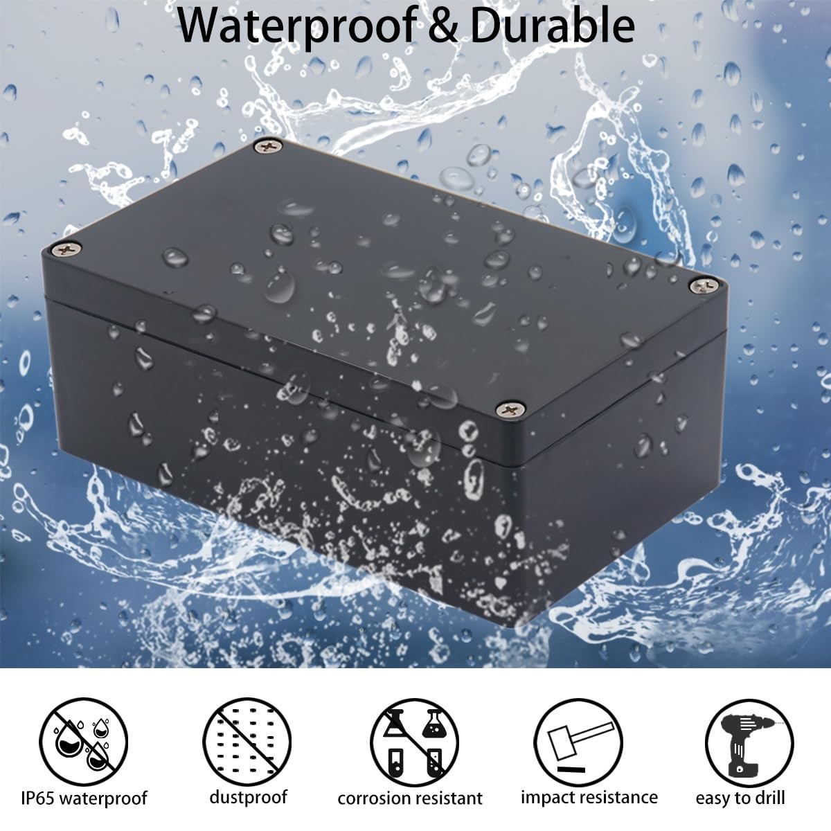 Otdorpatio Project Box IP65 Waterproof Junction 7.87″x4.72″x2.2″, Black