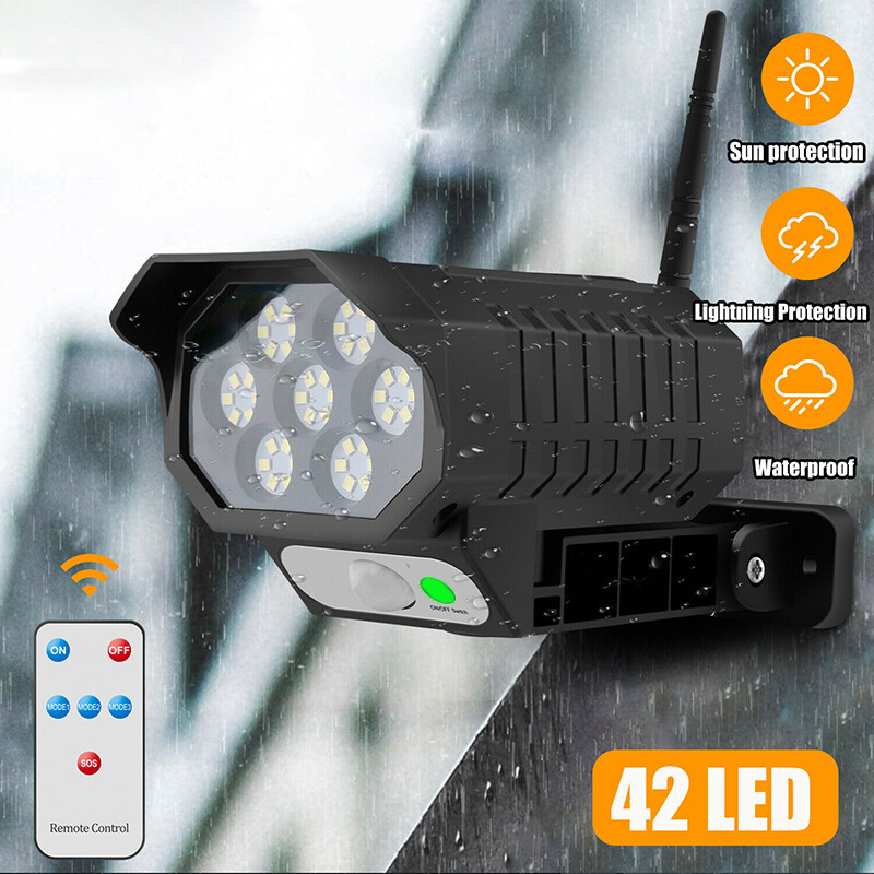 Solar LED Wall Light Motion Sensor Street Yard Outdoor Security Lamp Fake Camera