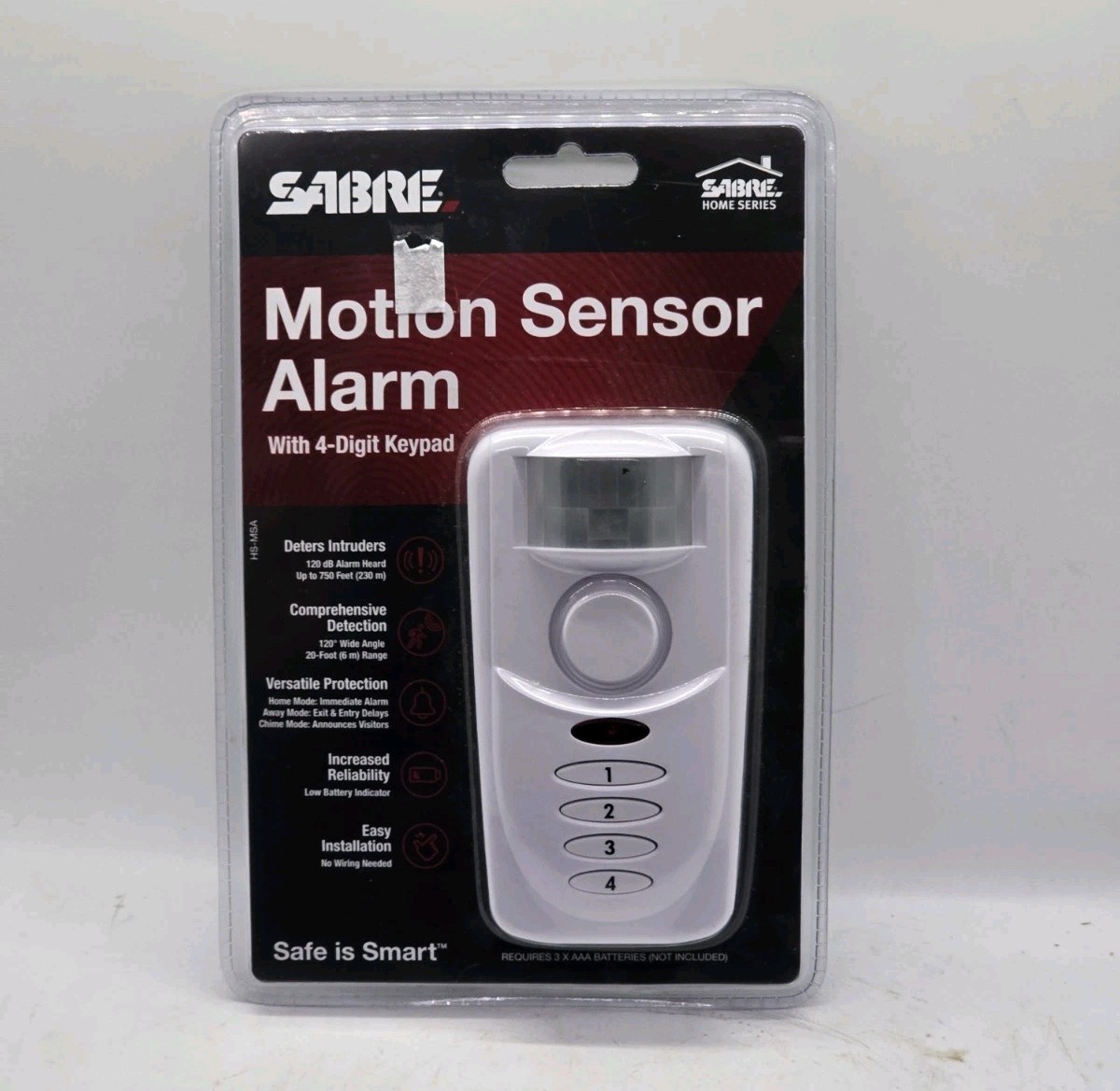 Sabre Motion Sensor Alarm with Keypad White HS-MSA New Sealed