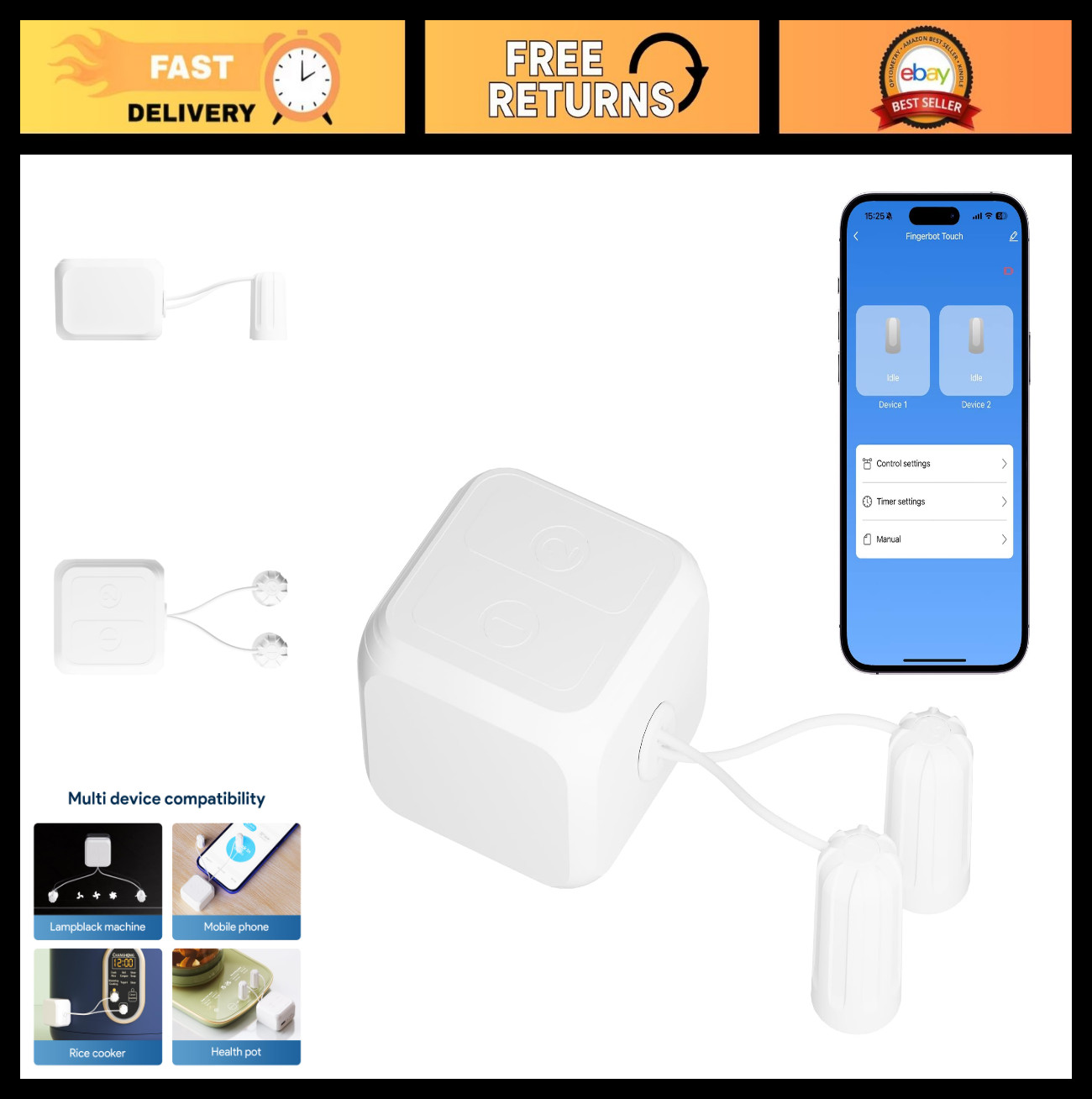 Bluetooth Rechargeable Touchscreen Button Presser, Smart Home Automation, App Co