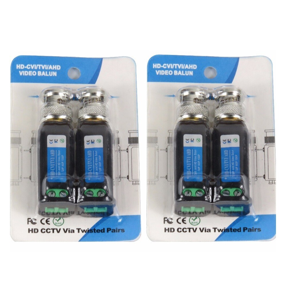 4 Pcs HD 1CH Passive Video Balun Compatible W/ All HD-CVI TVI AHD SCT-218B