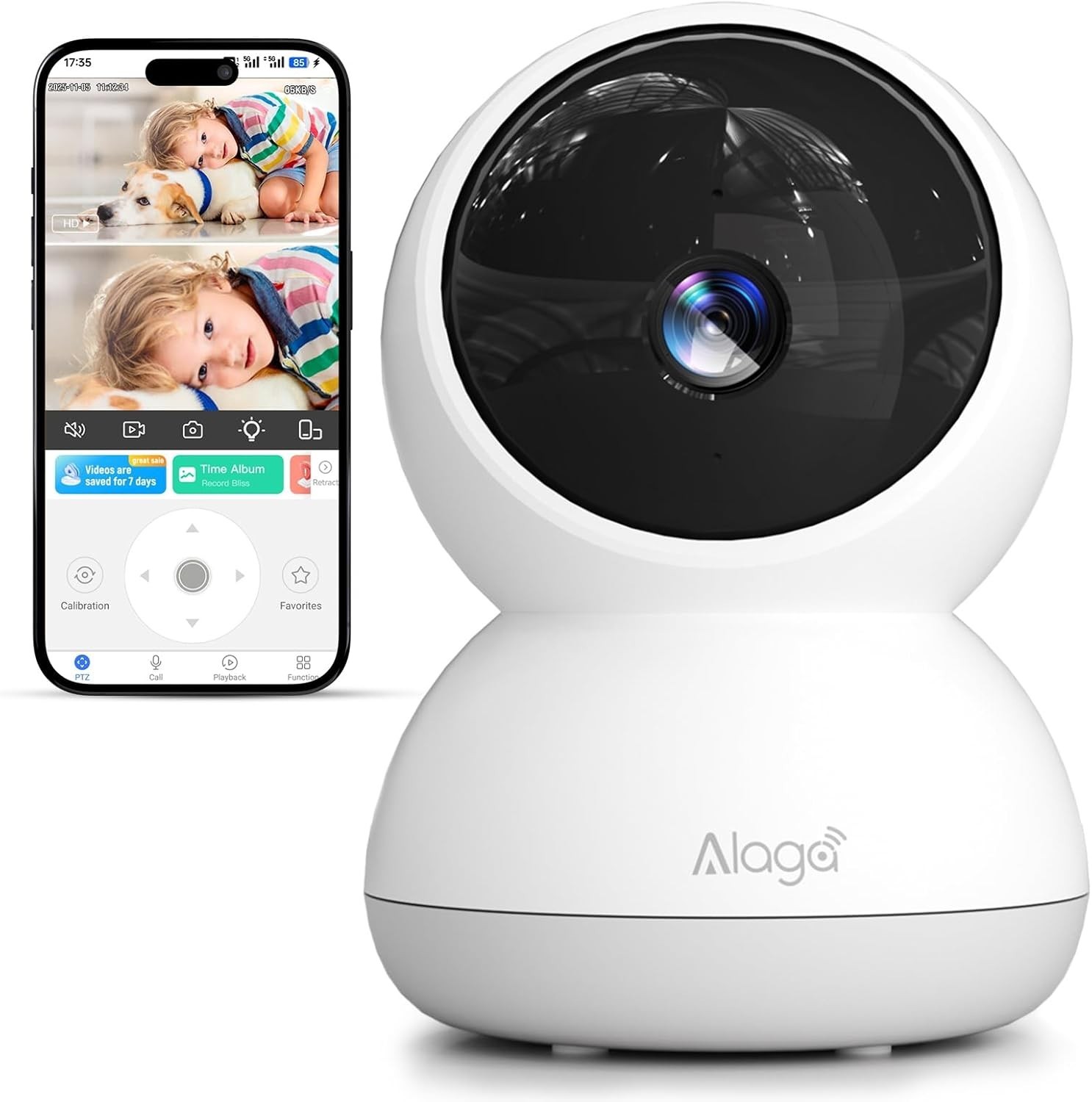 5G Pet Camera Indoor with Phone App, 3K Cat Dog Cameras with Speaker, Pan-Tilt W