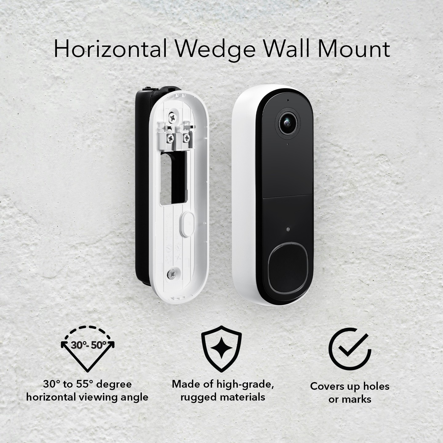 Horizontal Wedge Wall Mount Bracket for Arlo Essential Doorbell 2nd Gen/Wirefree