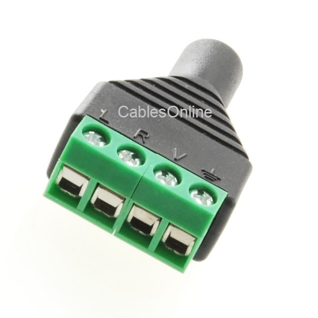 3.5mm 1/8″ TRRS Female Jack to AV 4-Screw Terminal Block Balun Connector