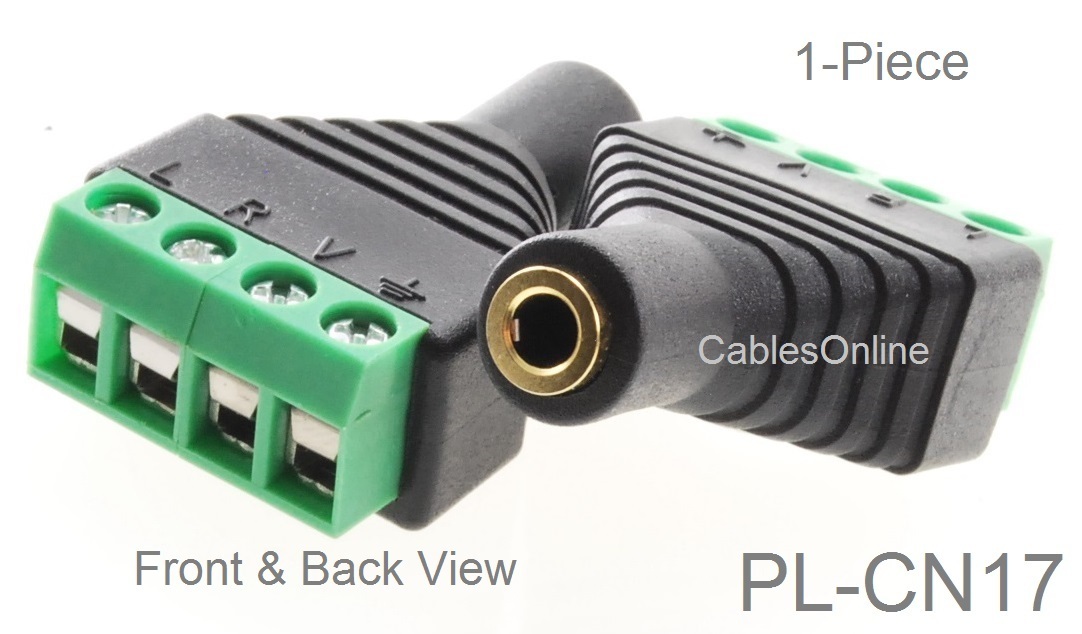 3.5mm 1/8″ TRRS Female Jack to AV 4-Screw Terminal Block Balun Connector