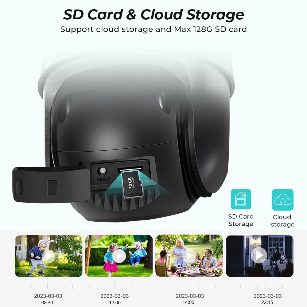 Dual Lens 4K WiFi Security Camera 8X Zoom Outdoor Home Night Vision CCTV PTZ