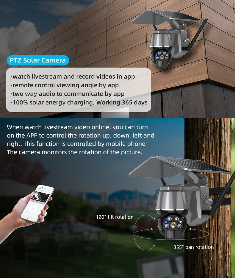 4G Security Camera Solar Flood Light 128G 24/7 PTZ Home Remote Camera Outdoor