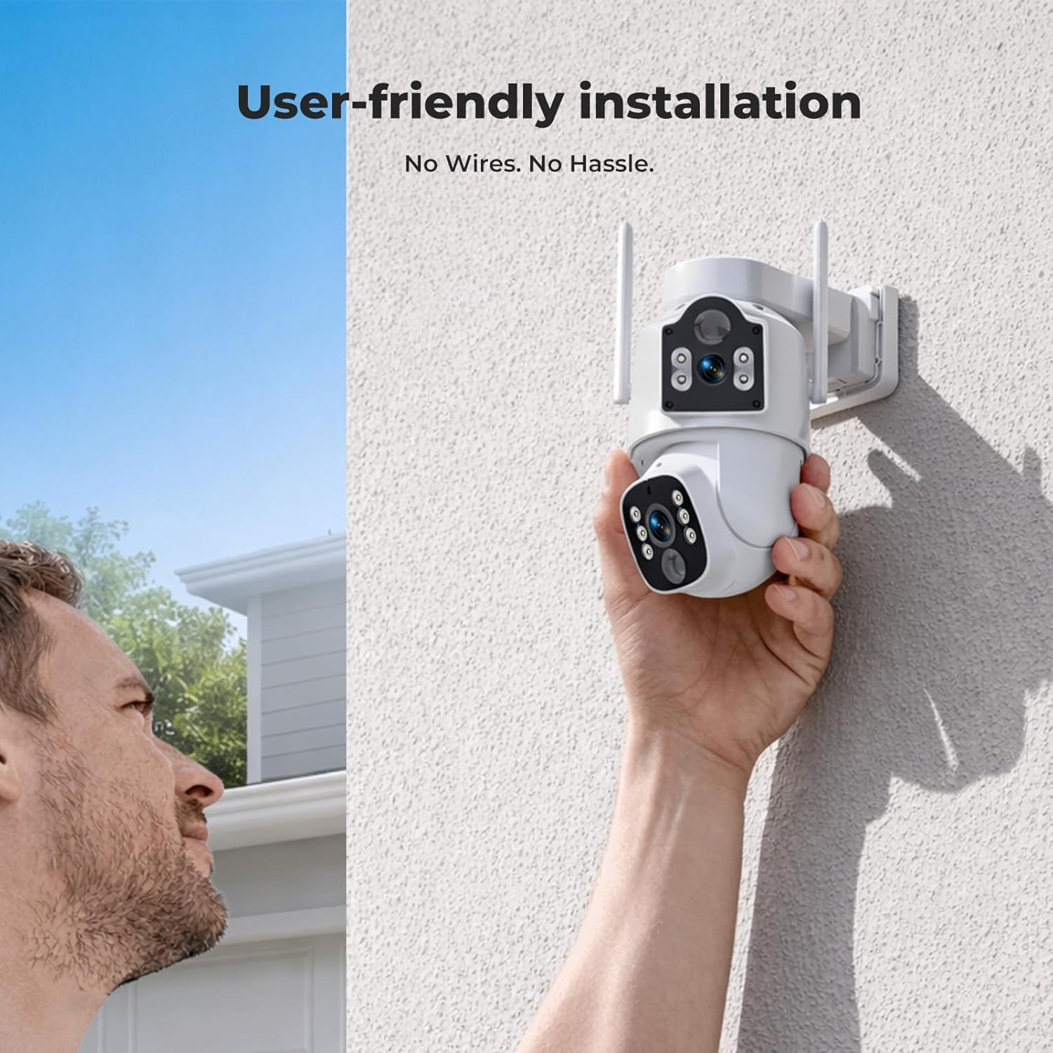 Solar Wireless Home Security Camera System Wifi Camera Dual Lens with 10CH NVR