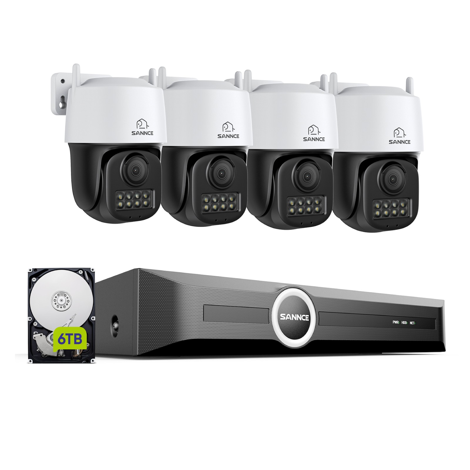 SANNCE 8CH NVR 3K PoE PT Security Camera System Color Night Vision AI Detection