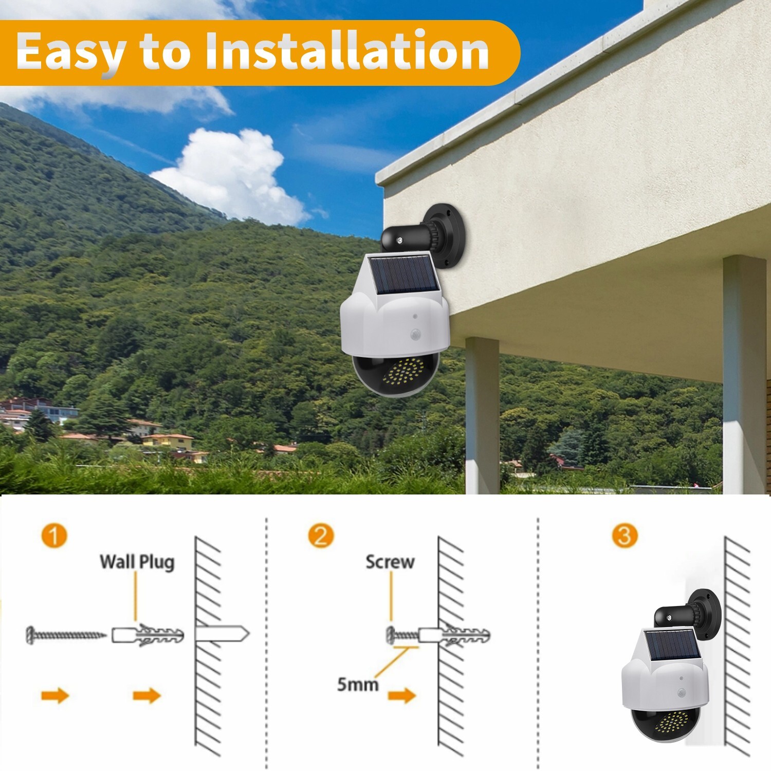 Solar Dummy Security Camera Fake 40 LED Wall Light Motion Sensor Flood Lamp