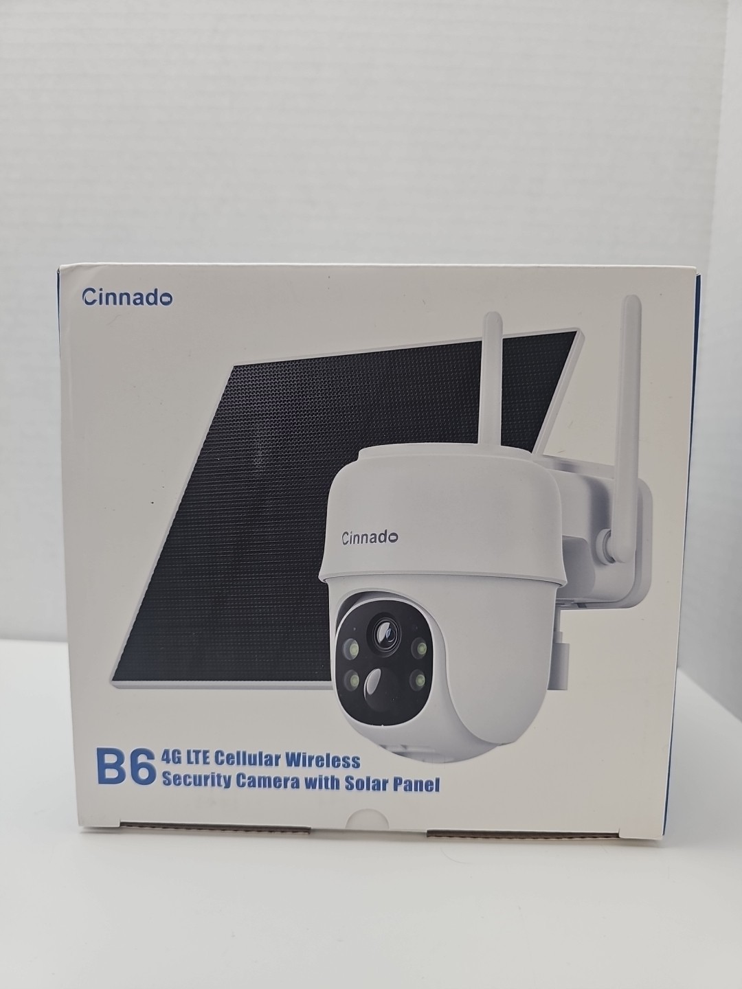 Cinnado B6 4G LTE Cellular Wireless Security Camera With Solar Panel – White