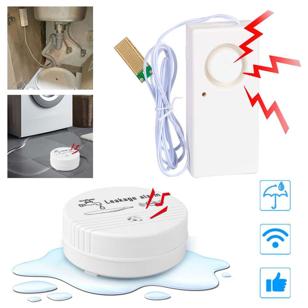 Automatic WaterLeak Detector 90/120dB WaterSensor Alarm Flood Alert for Basement