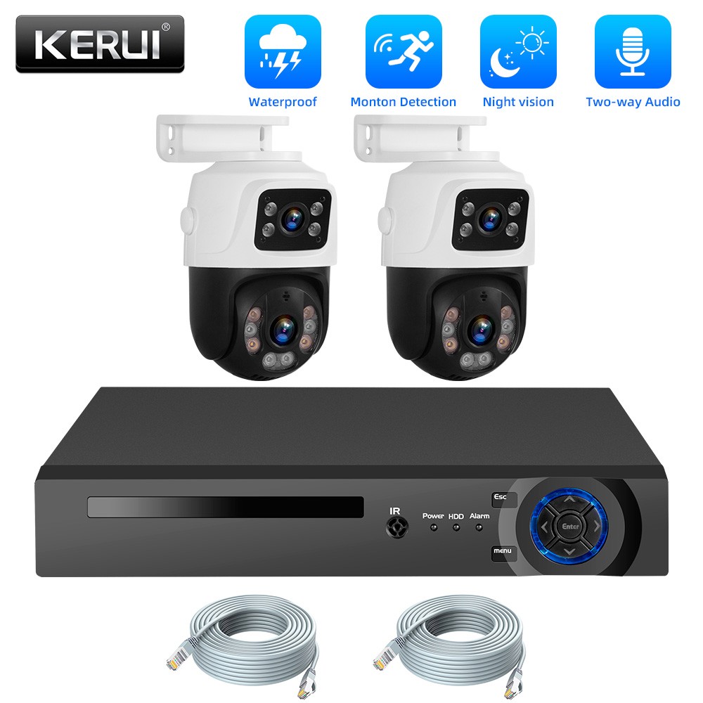 H.265 Compression 8CH NVR Kit 6MP Dual Lens Camera 500GB HDD 18m Ethernet Cable