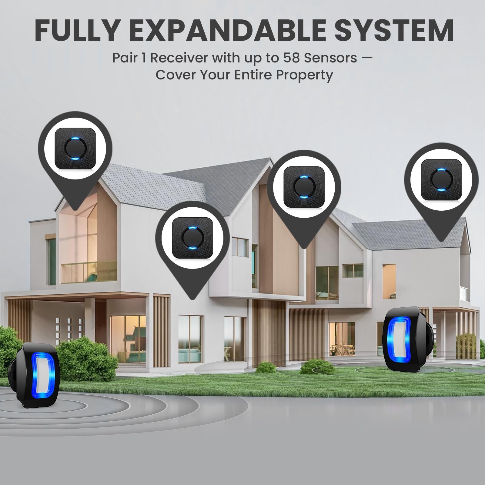 Wireless Motion Sensor LED Light – Motion Detector Alarm Chimes Door Sensor | 50