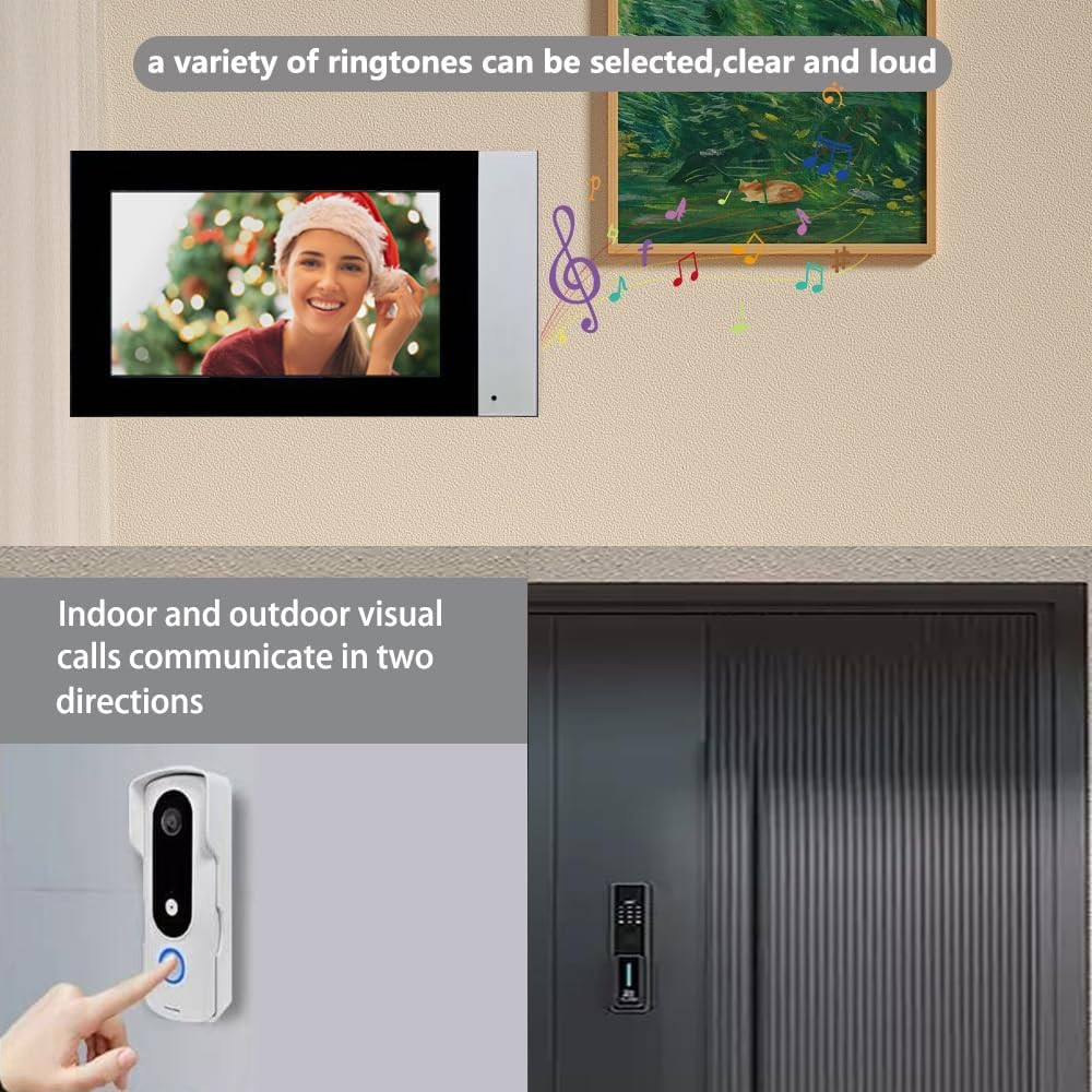 Wired 7-Inch Smart Video Doorbell with Touchscreen Chime | 2K Head-To-Toe View |