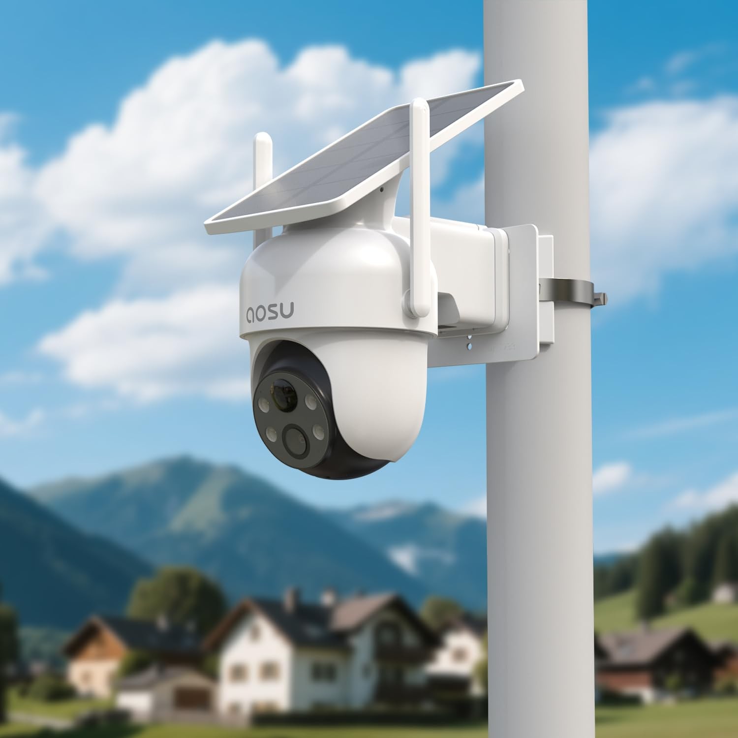 Camera Pole Mount Bracket Compatible With AOSU SolarCam D1 Series White Cam