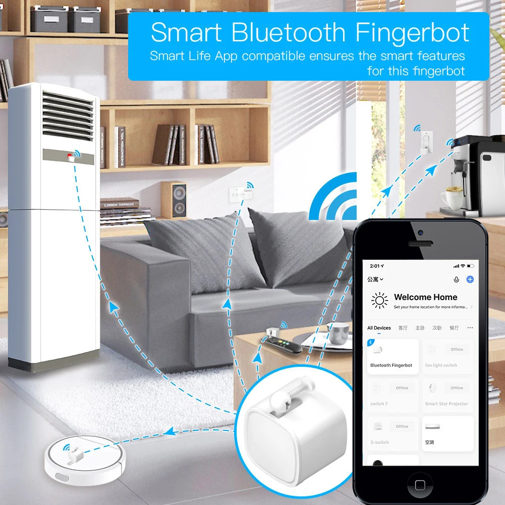 Tuya Bluetooth Finger Robot Switch Button Smart APP Fingerbot Wireless Bot Push